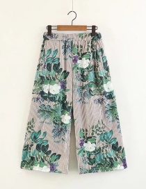 Fashion Green Flower Pattern Decorated Pants