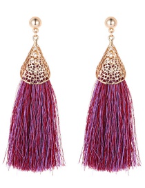 Fashion Purple Hollow Out Design Tassel Earrings
