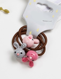 Lovely Plum Red+gray Rabbit Shape Decorated Baby's Hair Band(3pcs)