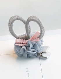 Lovely Blue+gray Rabbit Ears Decorated Ball Shape Hair Clip