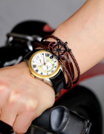 Fashion Dark Red Compass Shape Decorated Bracelet(for Men)