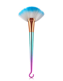 Fashion Pink+blue Sector Shape Decorated Makeup Brush