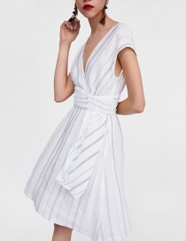 Fashion White Stripe Pattern Decorated Dress