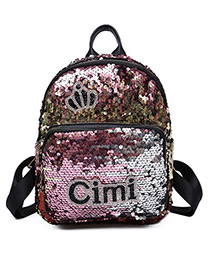 Fashion Multi-color Crown Pattern Decorated Backpack