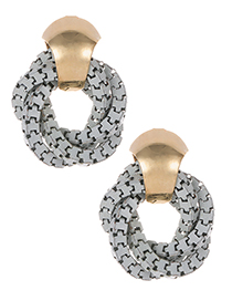 Fashion Light Gray Round Shape Decorated Earrings