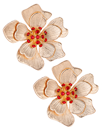 Fashion Red Flower Shape Decorated Earrings