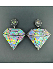 Fashion Silver Color Diamond Shape Decorated Earrings