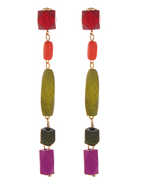 Fashion Green Color Matching Decorated Earrings
