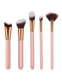 Fashion Pink Sector Shape Decorated Makeup Brush (5 Pcs)