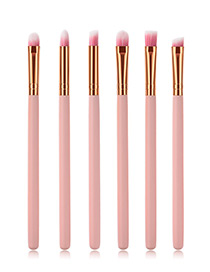 Fashion Pink Pure Color Decorated Makeup Brush (6 Pcs )