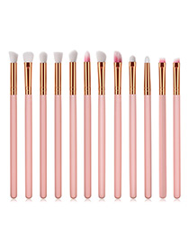Fashion Pink Pure Color Decorated Makeup Brush (12 Pcs )