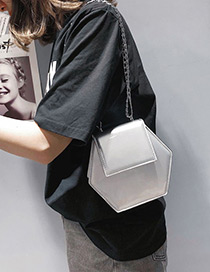 Fashion Silver Color Pure Color Decorated Shoulder Bag