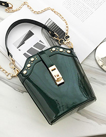 Fashion Green Lock Shape Decorated Shoulder Bag