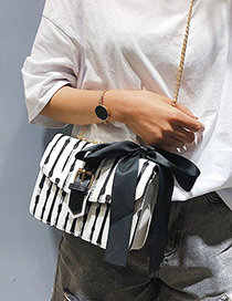 Fashion Black Stripe Pattern Decorated Shoulder Bag