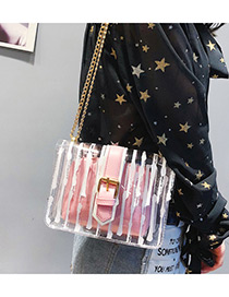 Fashion Pink Buckle Shape Decorated Shoulder Bag