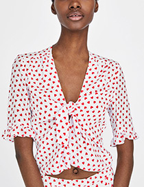 Fashion White+red Heart Pattern Decorated Shirt