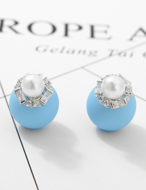 Fashion Blue+silver Color Pearl Decorated Earrings