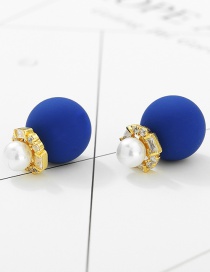 Fashion Sapphire Blue+gold Color Pearl Decorated Earrings