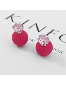Fashion Plum Red+silver Color Diamond Decorated Earrings