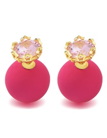 Fashion Plum Red +gold Color Diamond Decorated Earrings