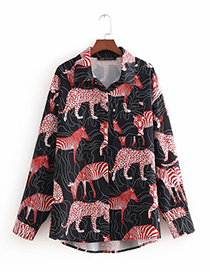 Fashion Multi-color Leopard Pattern Decorated Shirt