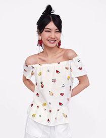 Fashion White Pineapple Pattern Decorated Shirt