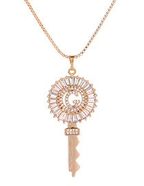 E59721 Gold Color Key Shape Decorated Letter G Necklace