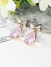 Fashion Pink Waterdrop&bowknot Shape Decorated Earrings