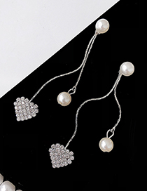 Fashion Silver Color+white Pearl Decorated Heart Shape Earrings