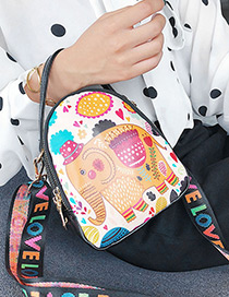 Simple Multi-color Elephant Pattern Decorated Shoulder Bag