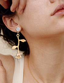 Fashion Gold Color Rose Shape Decorated Earrings
