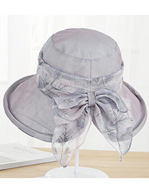 Fashion Gray Bowknot Decorated Foldable Anti-ultraviolet Hat