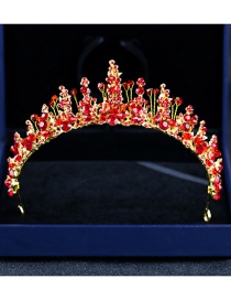 Fashion Red+gold Color Crown Shape Decorated Hair Accessories