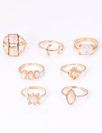Fashion Gold Color Pure Color Design Geometric Shape Ring(7pcs)