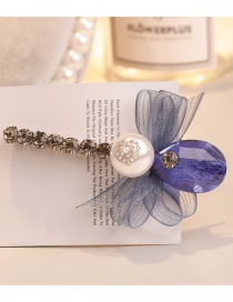 Sweet Dark Blue Pearls&bowknot Decorated Hair Clip