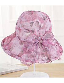 Fashion Plum Red Leaf Pattern Design Foldable Sunscreen Hat