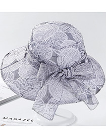 Fashion Gray Bowknot Design Foldable Sunscreen Hat