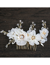 Elegant White Flowers Decorated Simple Hair Comb
