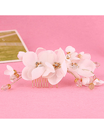 Elegant White Diamond&flowers Decorated Hair Comb