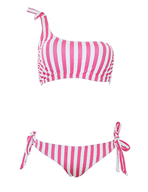 Sexy Pink Stripe Pattern Design One-shoulder Swimsuit