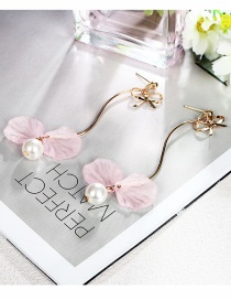 Fashion Light Pink Petal Decorated Tassel Earrings