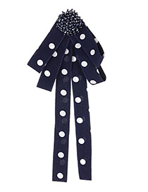 Fashion Navy Dots Pattern Decorated Bowknot Brooch