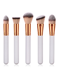 Fashion White Round Shape Decorated Makeup Brush(5 Pcs)
