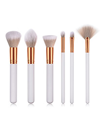 Fashion White Round Shape Decorated Makeup Brush(6 Pcs)