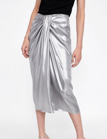 Fashion Silver Color Pure Color Decorated Dress