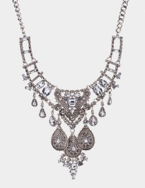 Fashion Silver Color+white Full Diamond Decorated Necklace