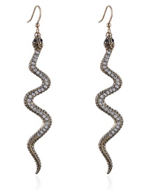 Vintage Gold Color Snake Shape Decorated Earrings