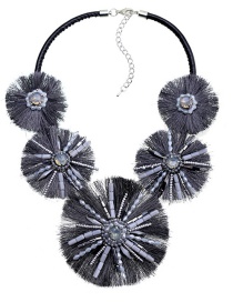 Fashion Gray Tassel&bead Decorated Necklace