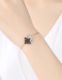 Simple Gold Color+black Jigsaw Shape Decorated Bracelet