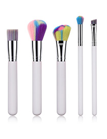 Fashion Multi-color Round Shape Decorated Makeup Brush (5 Pcs )